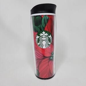 2020 Starbucks Christmas Poinsettias Travel Tumbler 16oz Coffee Tea with Lid